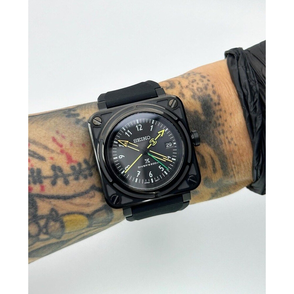 Custom Seiko Mod • Premium BR03 Black RadioCompass • 41mm